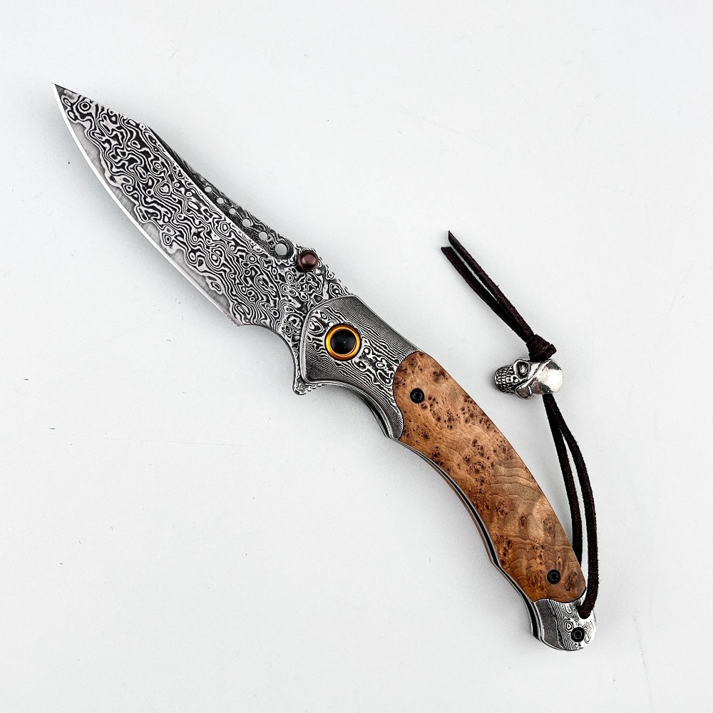Vintage Collectible Pocket Knives - Couteau pliant à motif Damas haute