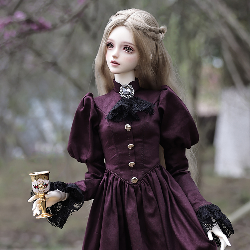 Vintage Items Collection - Elina-Robe violette aristocratique vintage pour femme,