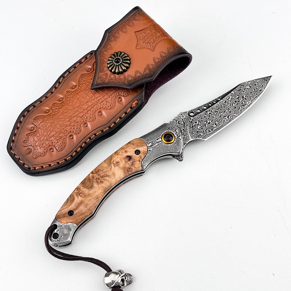 Vintage Collectible Pocket Knives - Couteau pliant à motif Damas haute